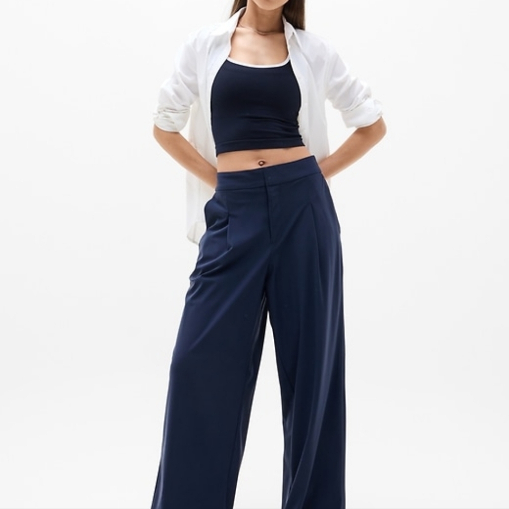 Set Of THREE Athleta Pinnacle Wide-Leg High-Rise Trouser - Black, Gray and Navy